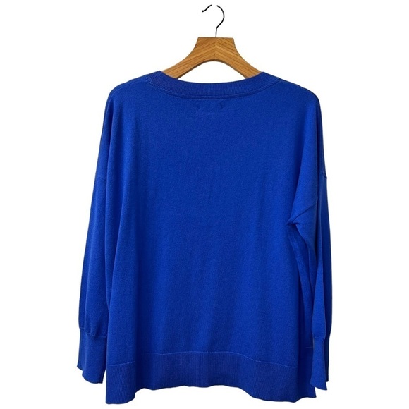 Pure Collection Wool Cotton Relaxed Split Hem Sweater Cobalt Spot Size 12 - Picture 2 of 8